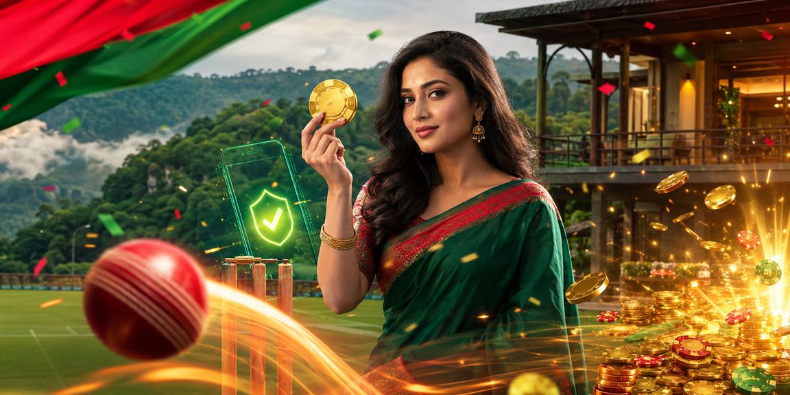 বান্দরবানে লাল-সবুজ পতাকার সামনে ক্রিকেট বেটিং উপভোগ করছেন একজন ক্রীড়া ভক্ত